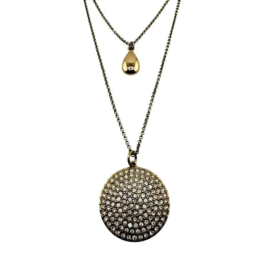 Avon Modern Glam Rhinestone Pave Teardrop Layered Gold Tone 16